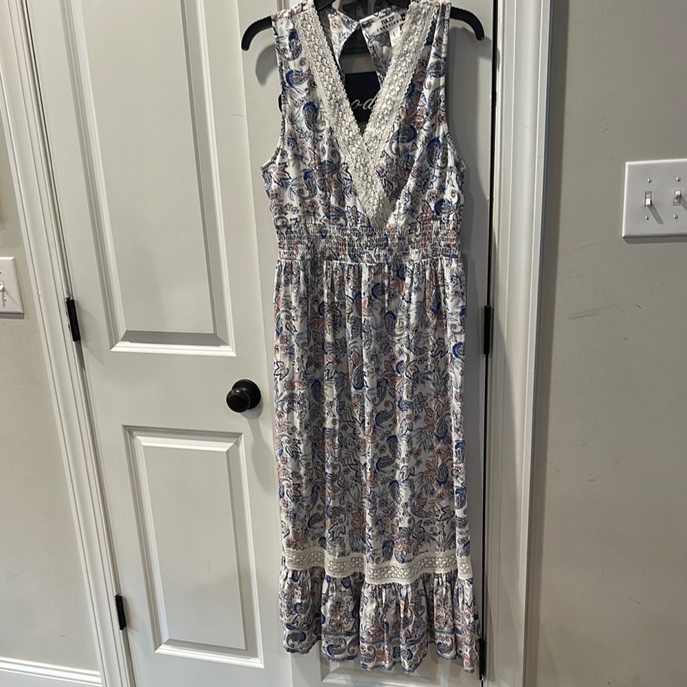 Tulip Creations Blue and White Floral Maxi Dress